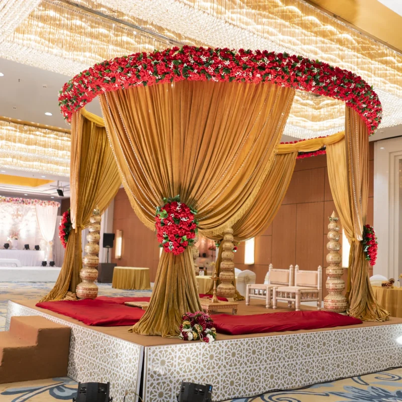 Floral mandap setup in wedding halls in Thane