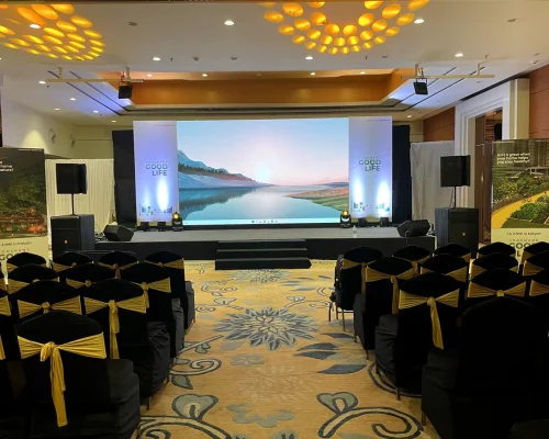 Product launch setup at a banquet hall in Ghodbunder Road, Thane