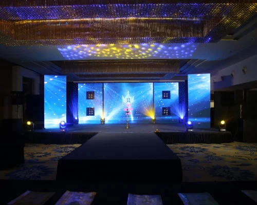 Fashion show stage setup at a banquet hall in Thane West