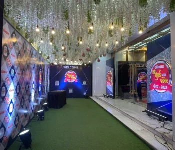 Welcome area at corporate party venue