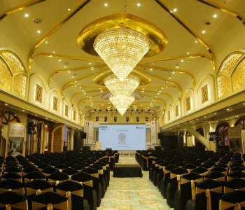 Spacious banquet hall for corporate conference setup